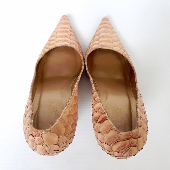 CAVALLINI Leather Pumps with Pointy Toe in Iridescent Pink Snakeskin - Picture 7 of 15